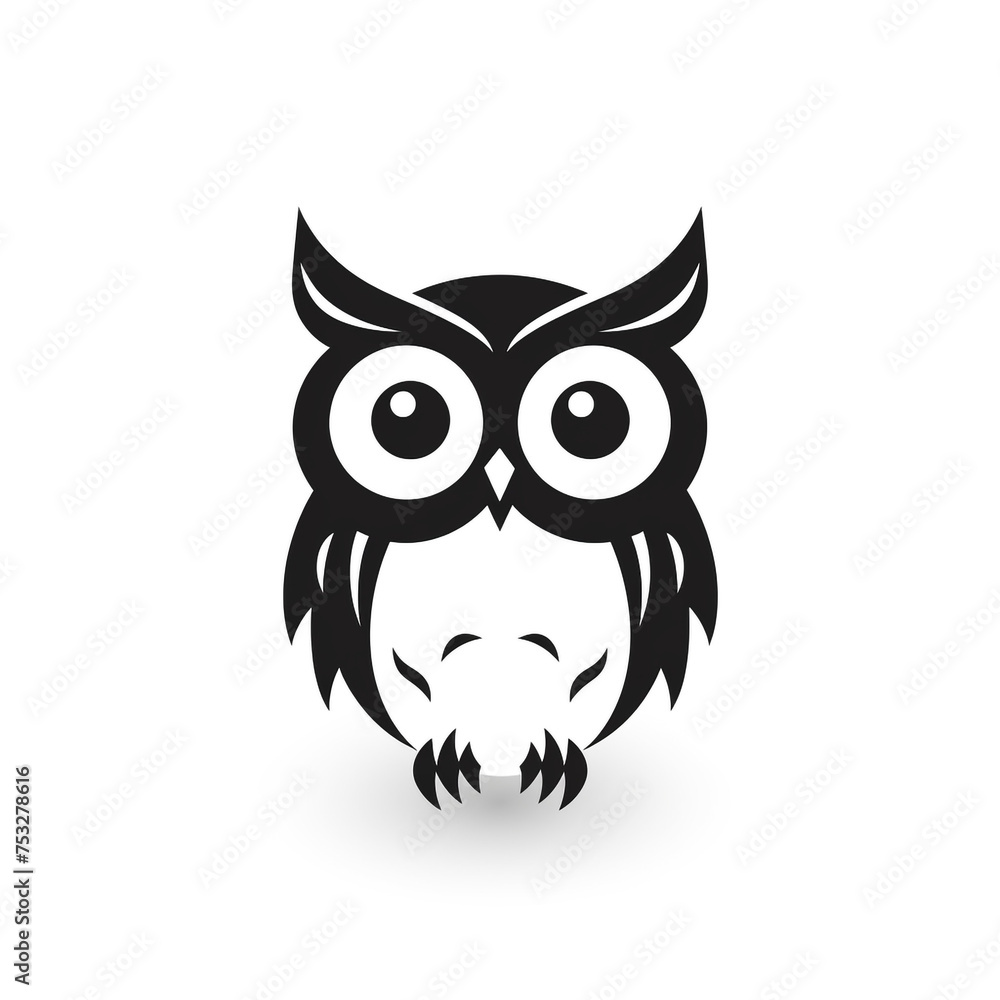 Fototapeta premium owl black icon on a white background in minimalism сreated with Generative Ai