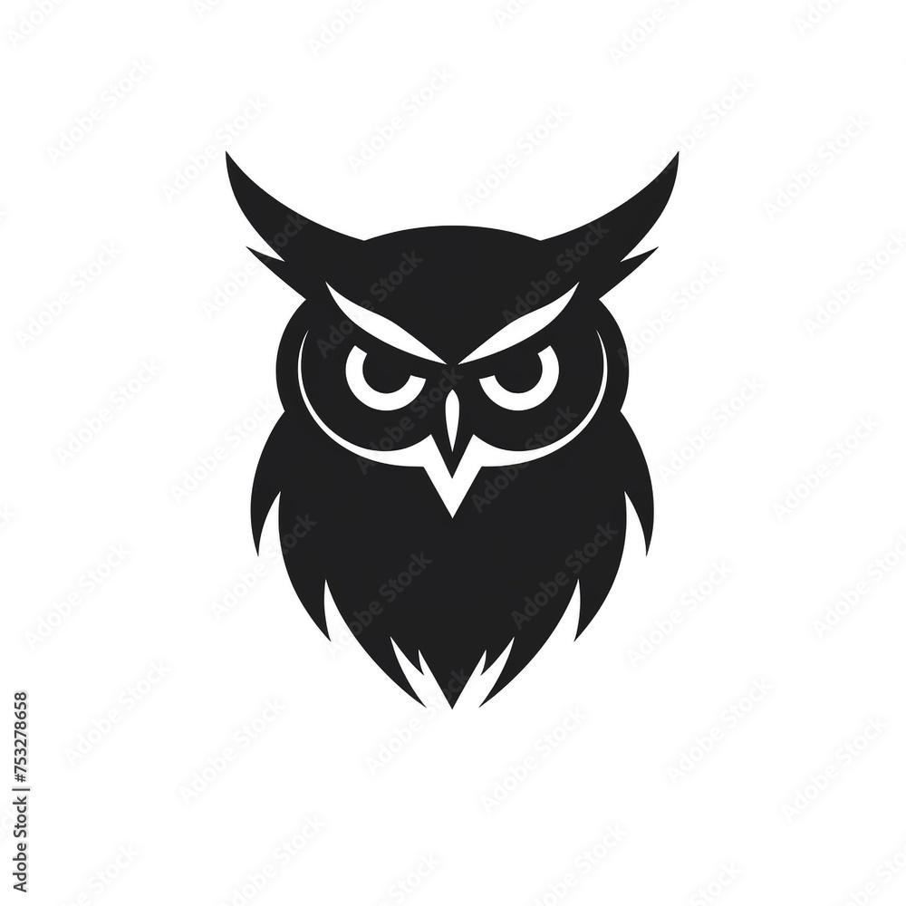 Naklejka premium owl black icon on a white background in minimalism сreated with Generative Ai