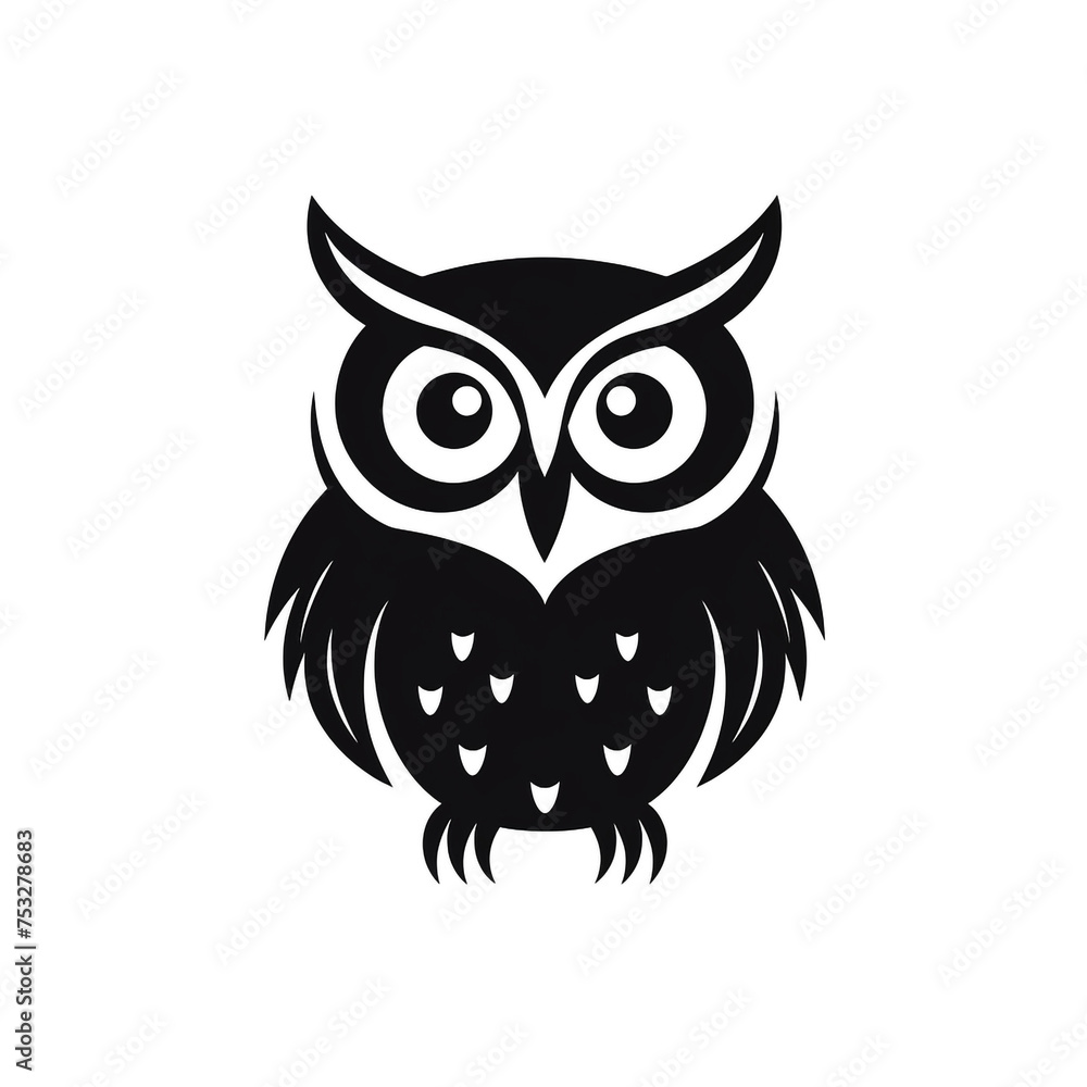 Fototapeta premium owl black icon on a white background in minimalism сreated with Generative Ai