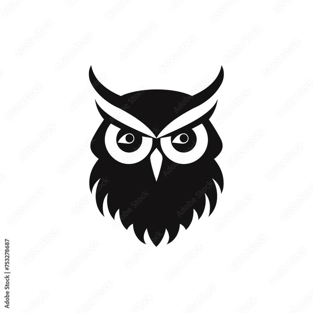 Fototapeta premium owl black icon on a white background in minimalism сreated with Generative Ai