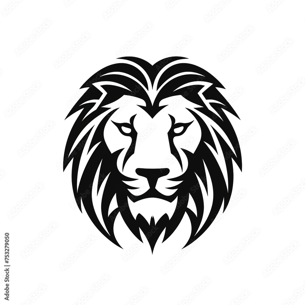 Fototapeta premium lion black icon on a white background in minimalism сreated with Generative Ai