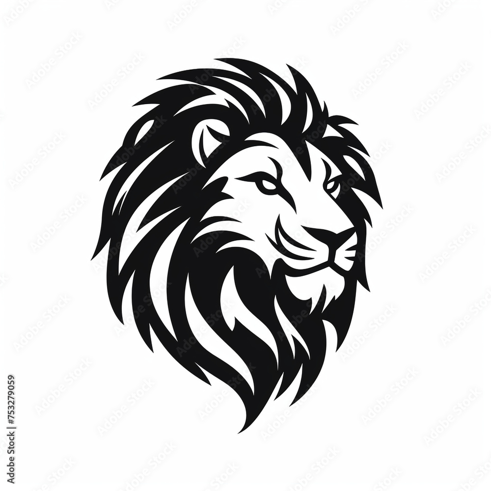 Fototapeta premium lion black icon on a white background in minimalism сreated with Generative Ai