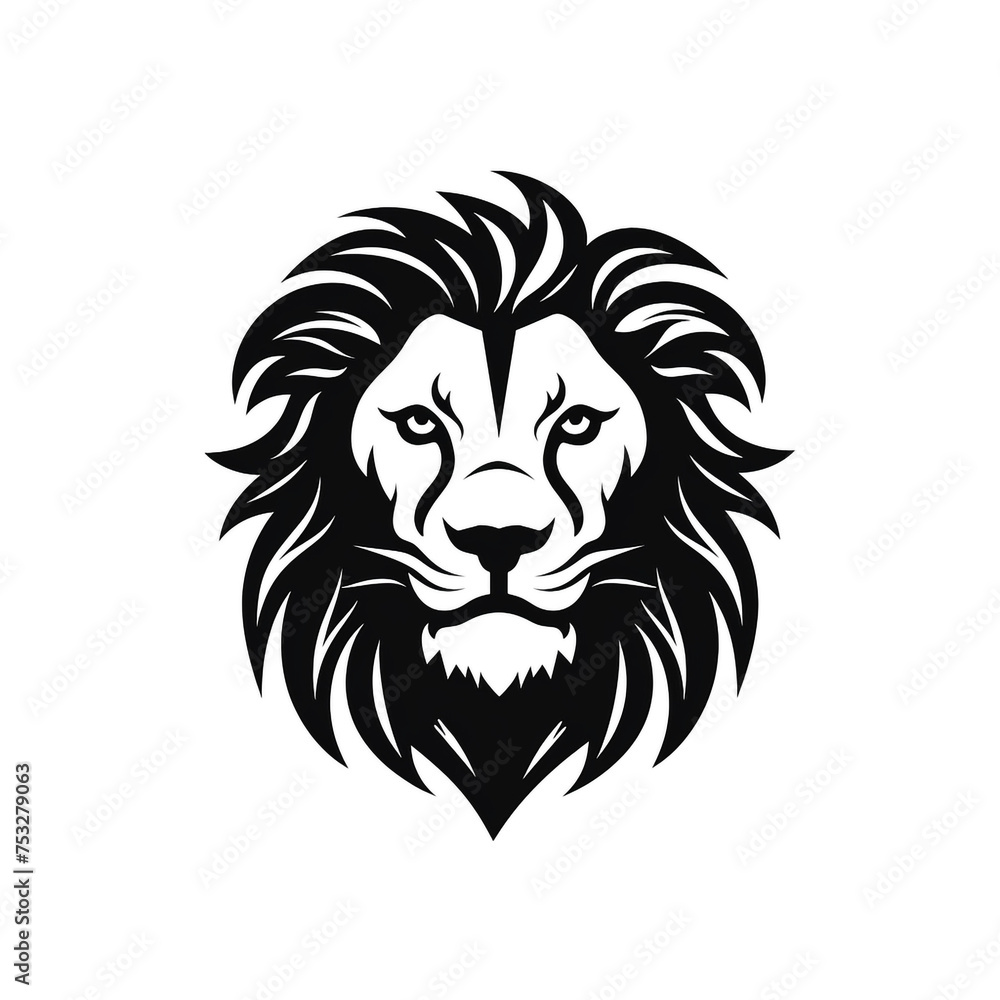 lion black icon on a white background in minimalism сreated with Generative Ai
