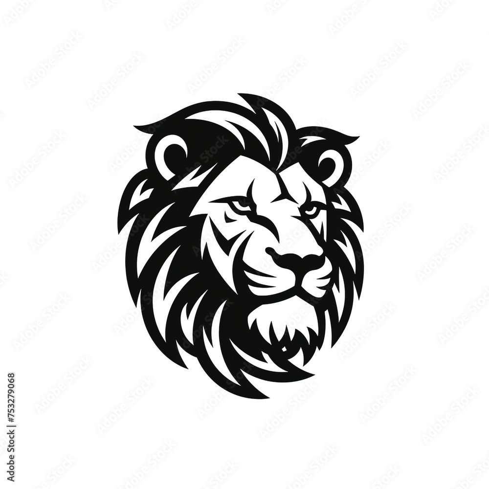 lion black icon on a white background in minimalism сreated with Generative Ai lion black icon on a white background in minimalism сreated with Generative Ai