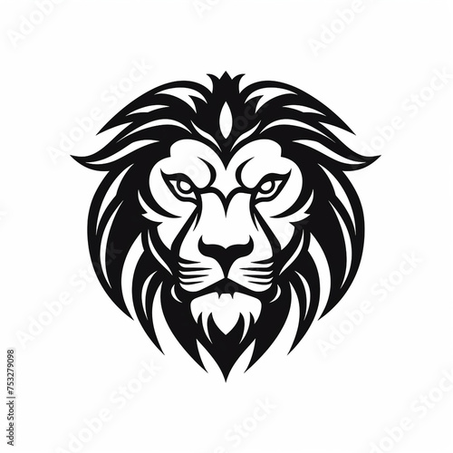 lion black icon on a white background in minimalism   reated with Generative Ai