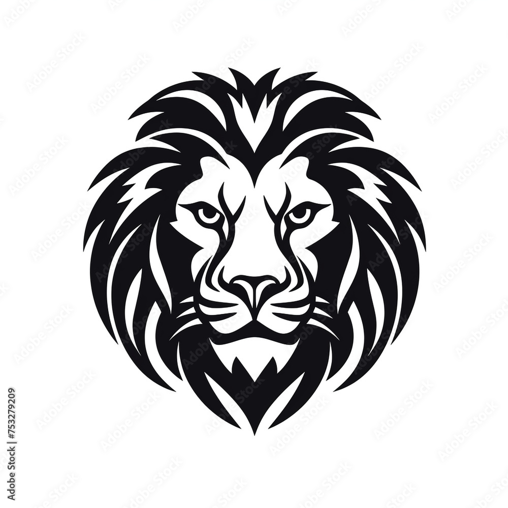 lion black icon on a white background in minimalism сreated with Generative Ai lion black icon on a white background in minimalism сreated with Generative Ai