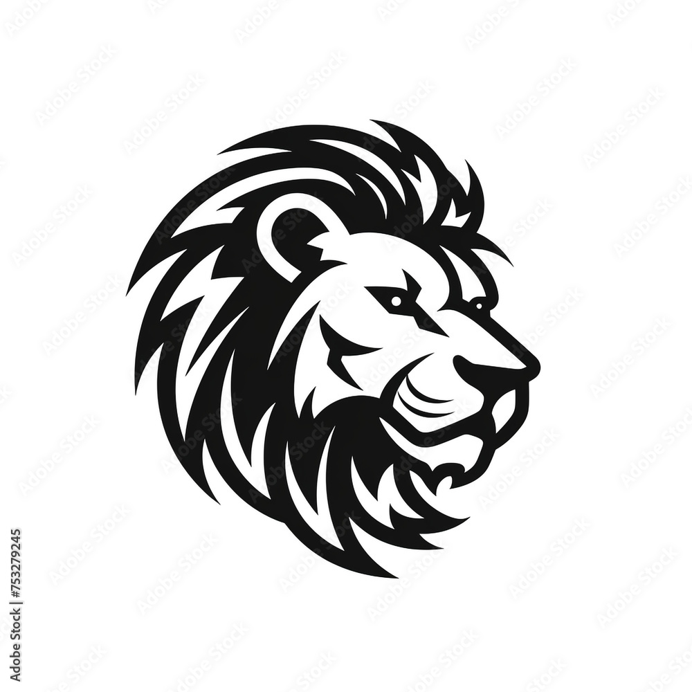 Fototapeta premium lion black icon on a white background in minimalism сreated with Generative Ai