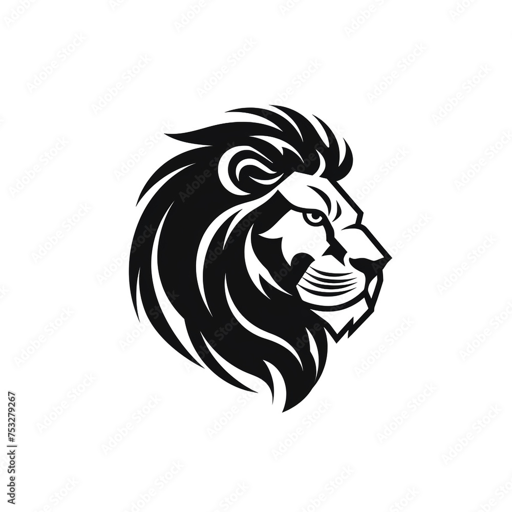 Fototapeta premium lion black icon on a white background in minimalism сreated with Generative Ai