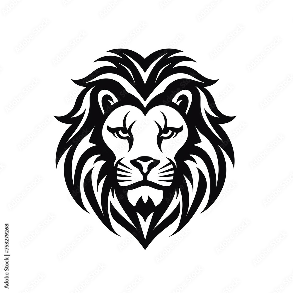 lion black icon on a white background in minimalism сreated with Generative Ai