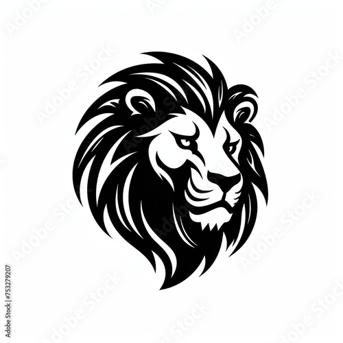 lion black icon on a white background in minimalism   reated with Generative Ai