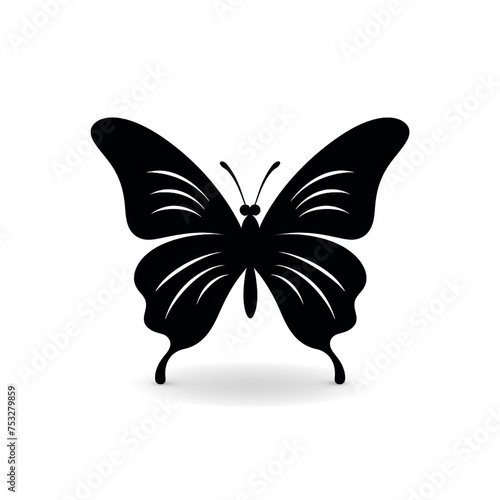 butterfly black icon on a white background in minimalism сreated with Generative Ai © Andrii Yablonskyi