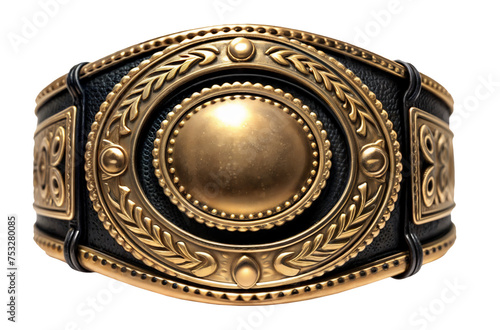 Gold championship belt on transparent background photo