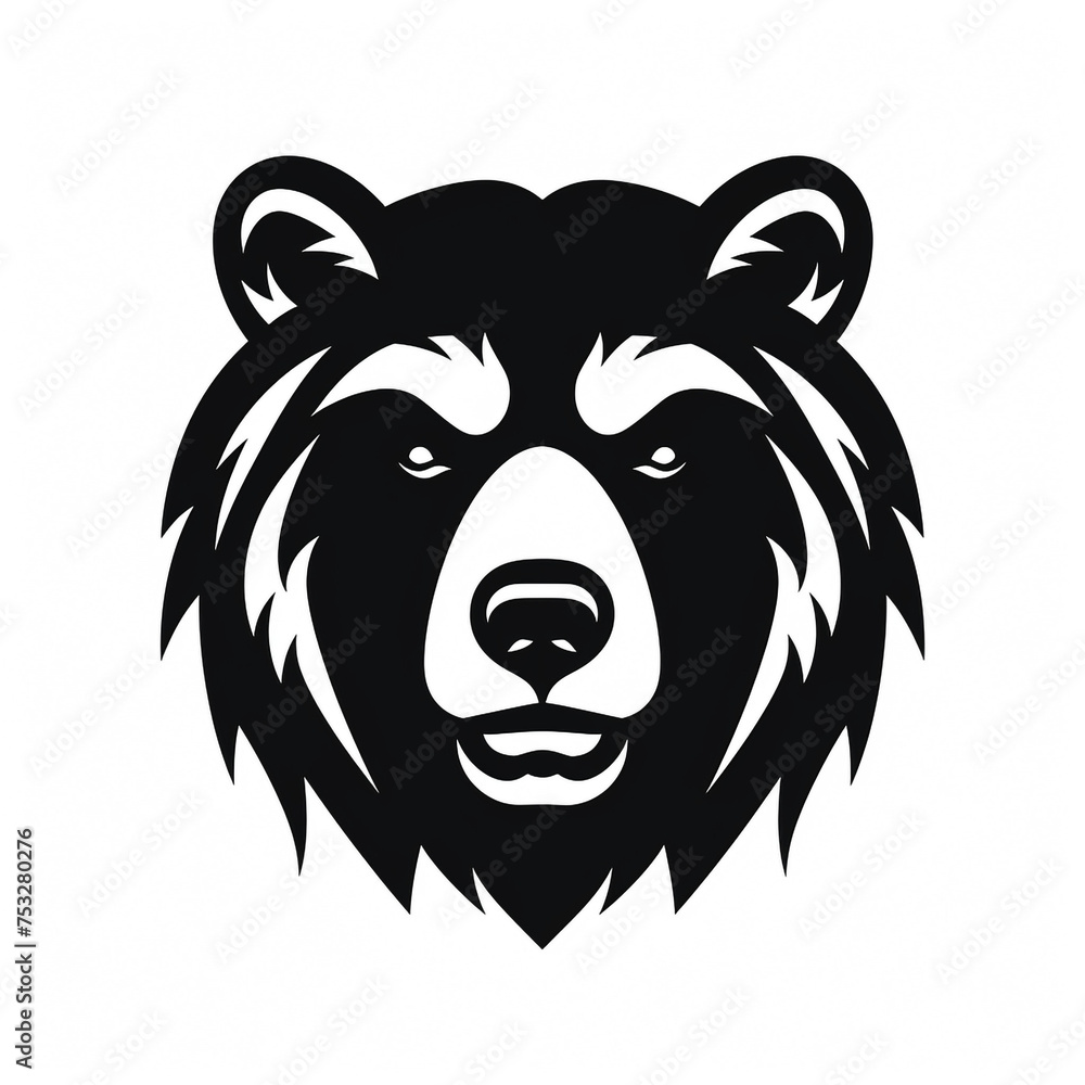 bear black icon on a white background in minimalism сreated with Generative Ai bear black icon on a white background in minimalism сreated with Generative Ai
