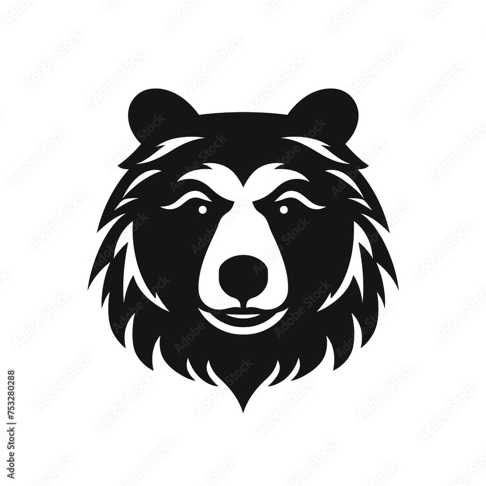 bear black icon on a white background in minimalism сreated with Generative Ai bear black icon on a white background in minimalism сreated with Generative Ai
