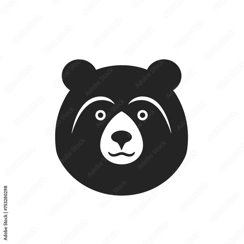 bear black icon on a white background in minimalism сreated with Generative Ai bear black icon on a white background in minimalism сreated with Generative Ai