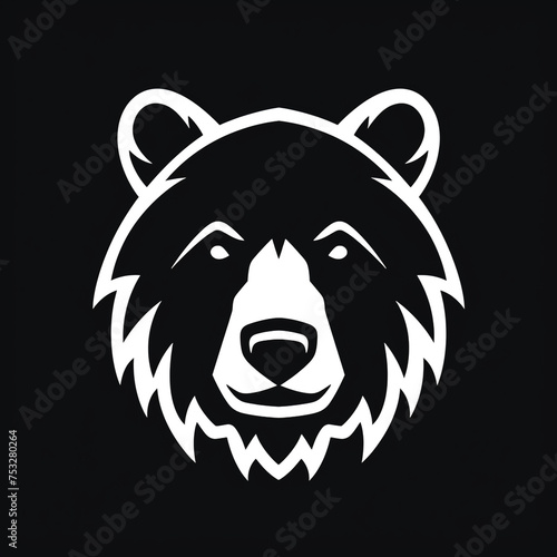 bear black icon on a white background in minimalism сreated with Generative Ai