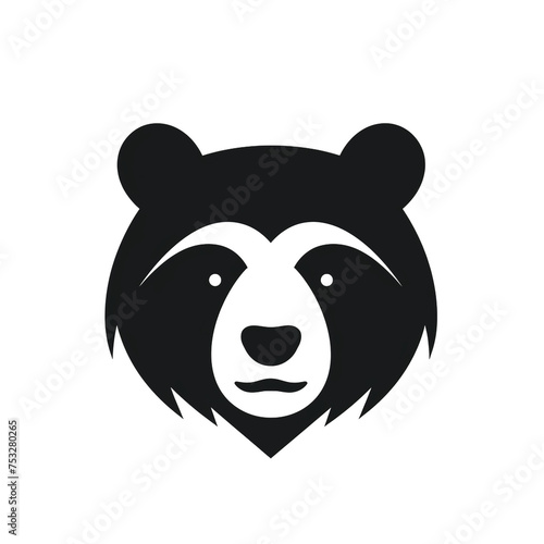 bear black icon on a white background in minimalism   reated with Generative Ai