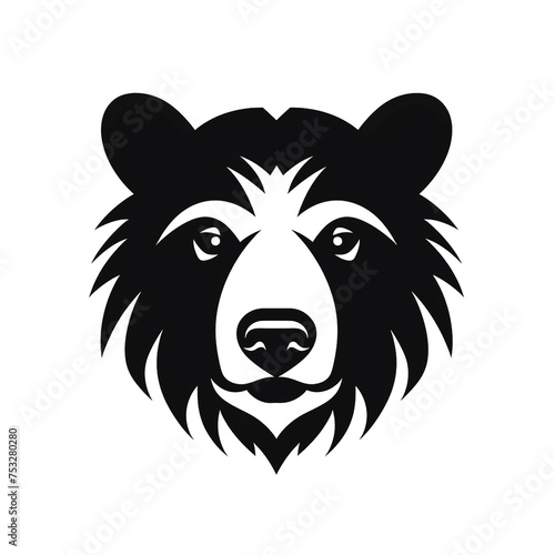 bear black icon on a white background in minimalism   reated with Generative Ai