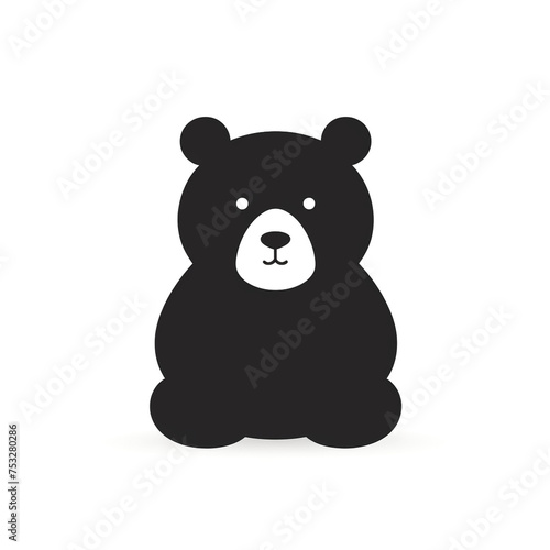bear black icon on a white background in minimalism   reated with Generative Ai