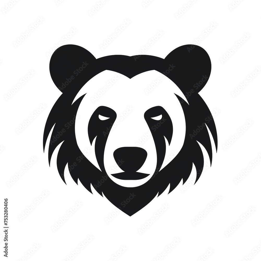 bear black icon on a white background in minimalism сreated with Generative Ai bear black icon on a white background in minimalism сreated with Generative Ai