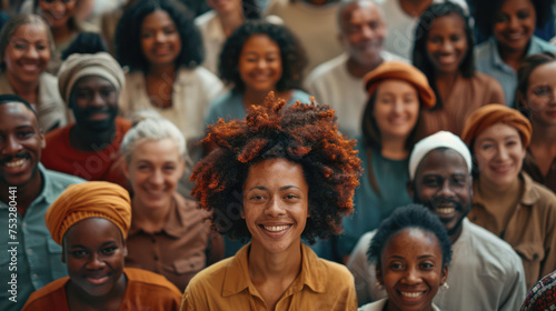 large group of multi ethnic people smiling