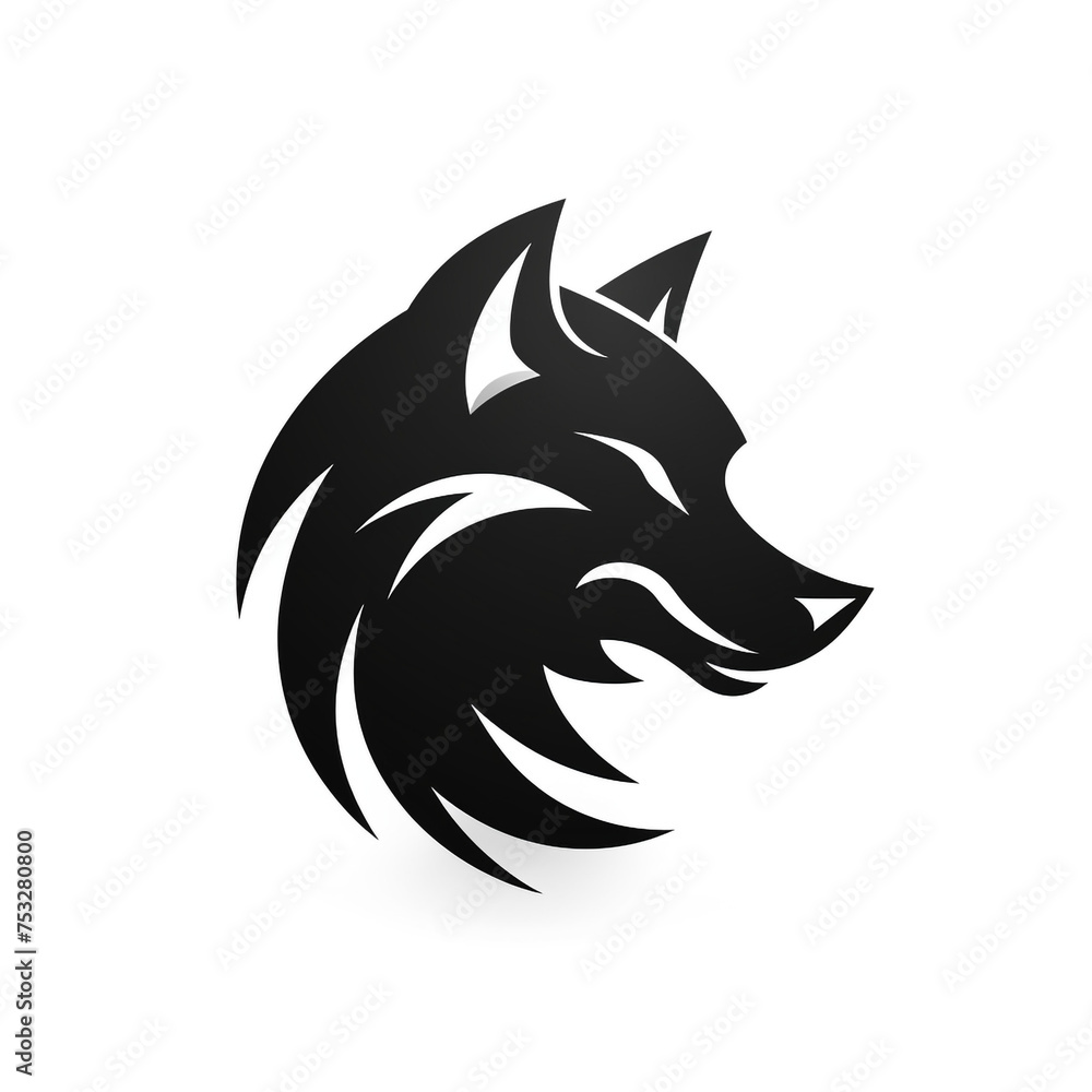 wolf black icon on a white background in minimalism сreated with Generative Ai wolf black icon on a white background in minimalism сreated with Generative Ai