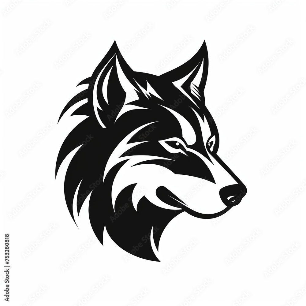 wolf black icon on a white background in minimalism сreated with Generative Ai wolf black icon on a white background in minimalism сreated with Generative Ai