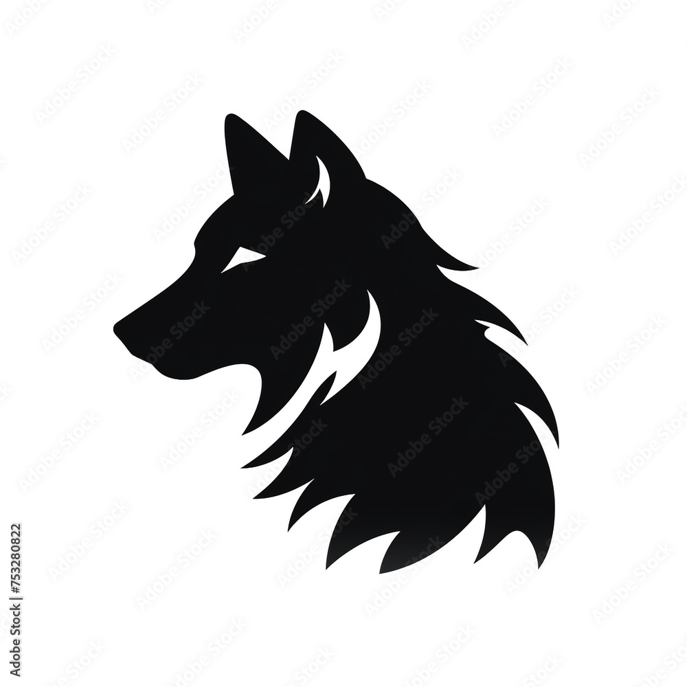 wolf black icon on a white background in minimalism сreated with Generative Ai wolf black icon on a white background in minimalism сreated with Generative Ai