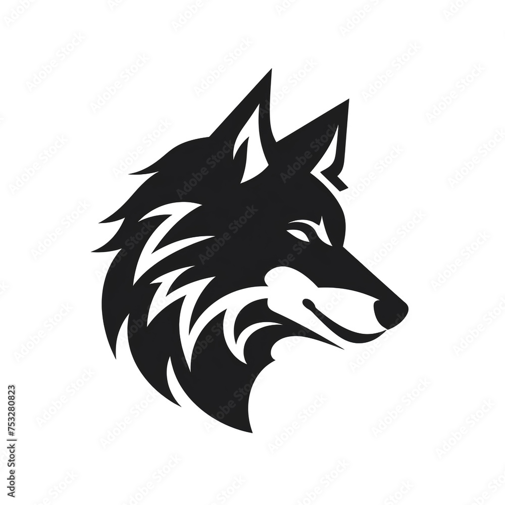 wolf black icon on a white background in minimalism сreated with Generative Ai wolf black icon on a white background in minimalism сreated with Generative Ai