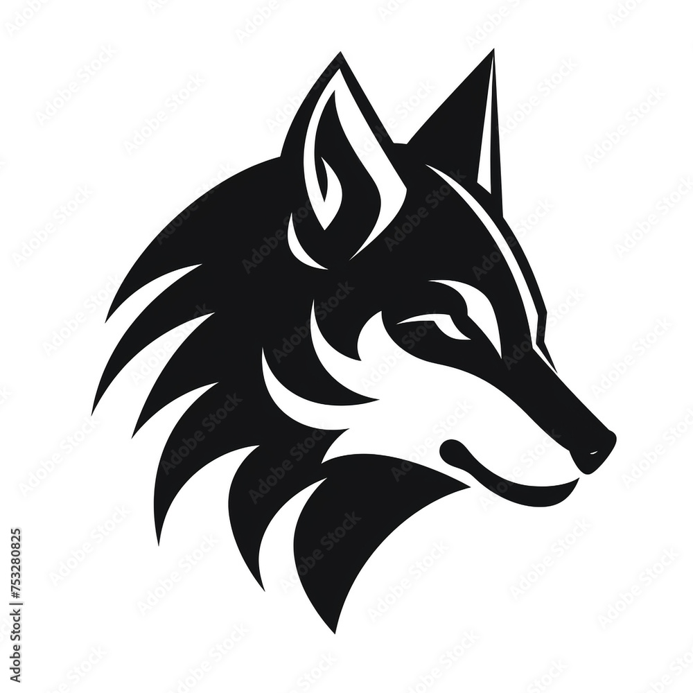 wolf black icon on a white background in minimalism сreated with Generative Ai wolf black icon on a white background in minimalism сreated with Generative Ai