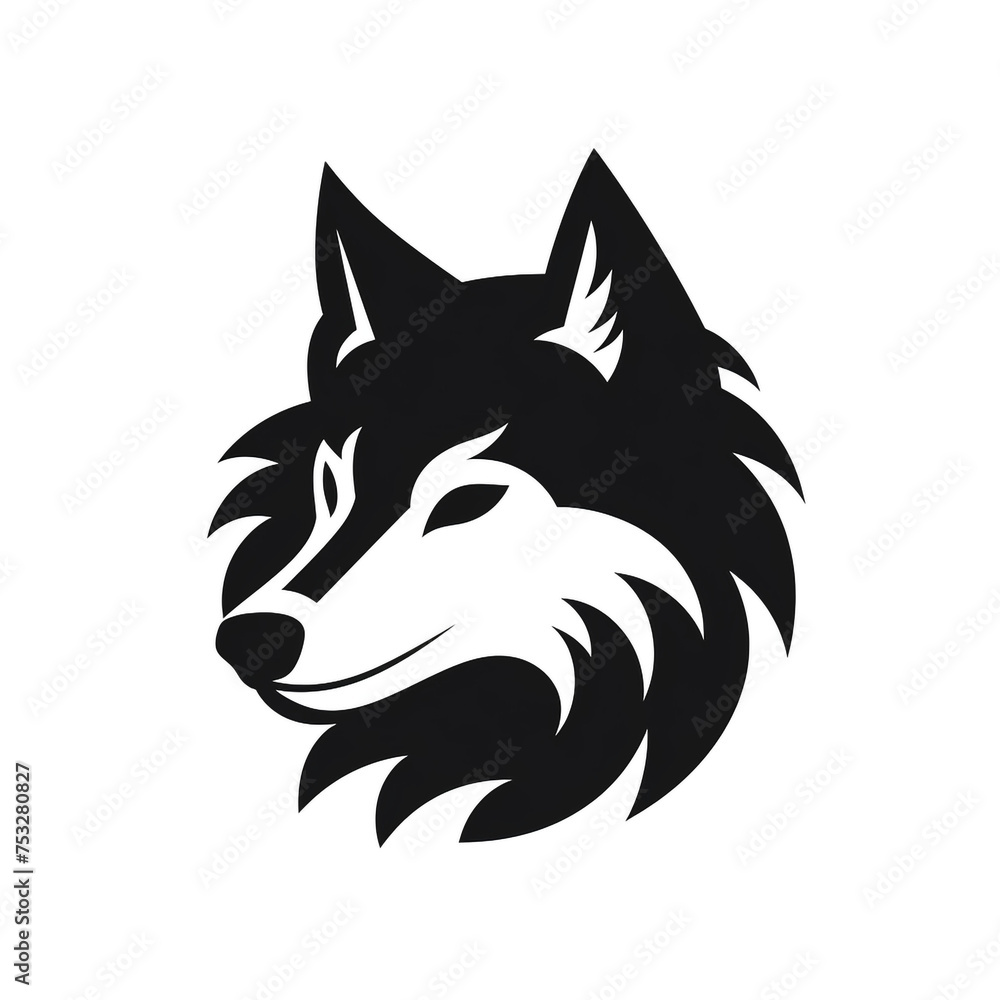 wolf black icon on a white background in minimalism сreated with Generative Ai wolf black icon on a white background in minimalism сreated with Generative Ai