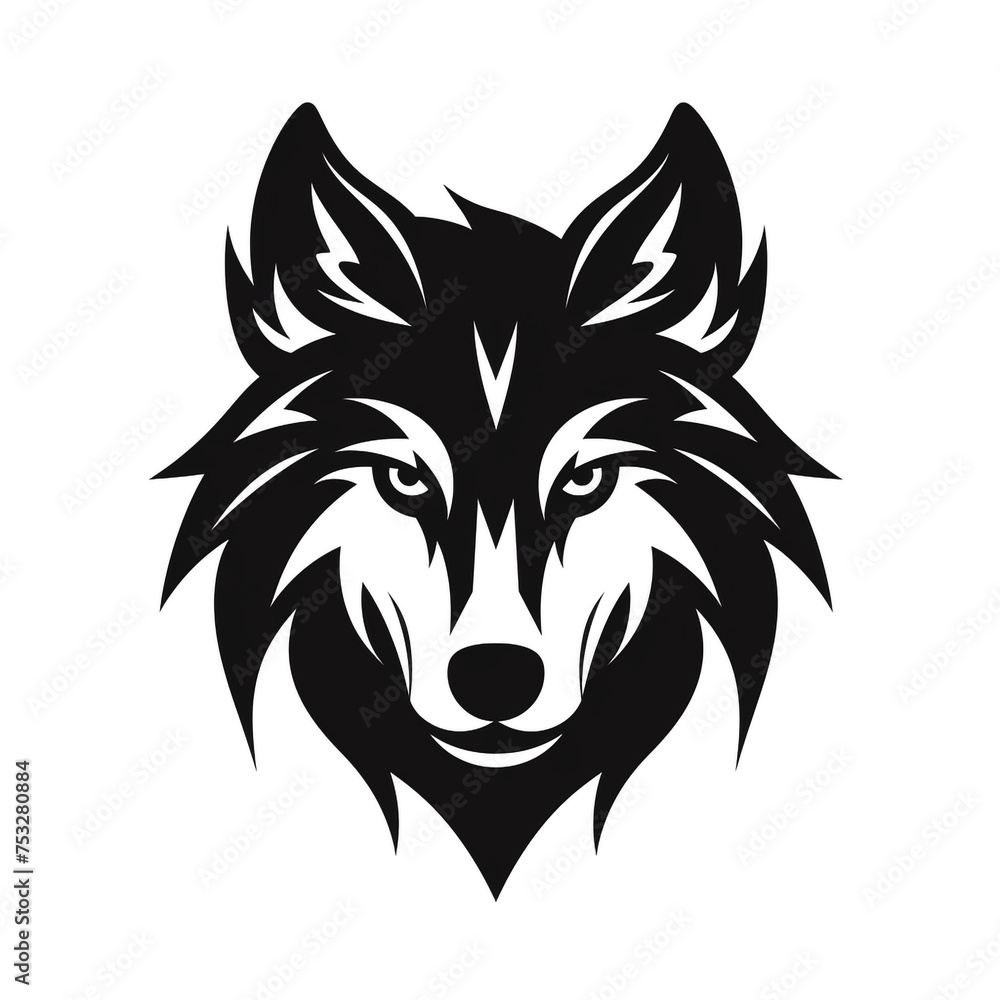 wolf black icon on a white background in minimalism сreated with Generative Ai wolf black icon on a white background in minimalism сreated with Generative Ai
