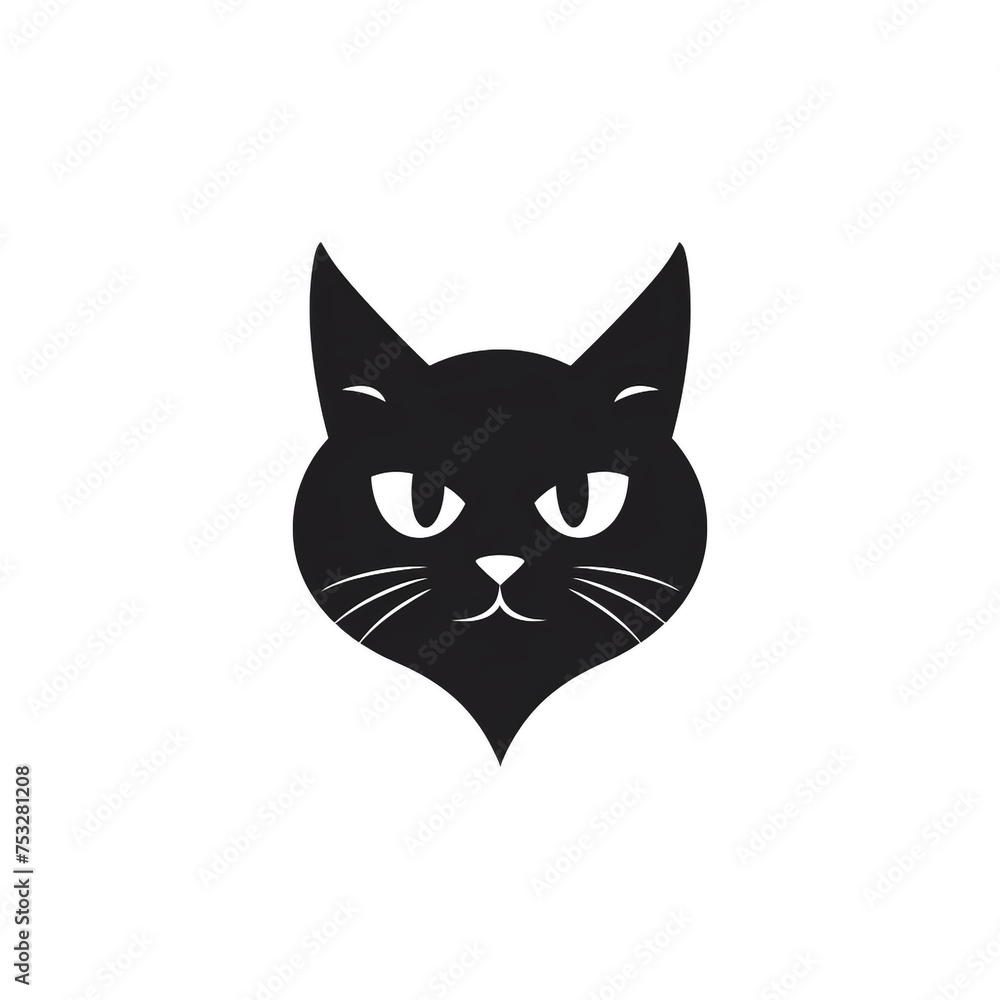 cat black icon on a white background in minimalism сreated with Generative Ai cat black icon on a white background in minimalism сreated with Generative Ai