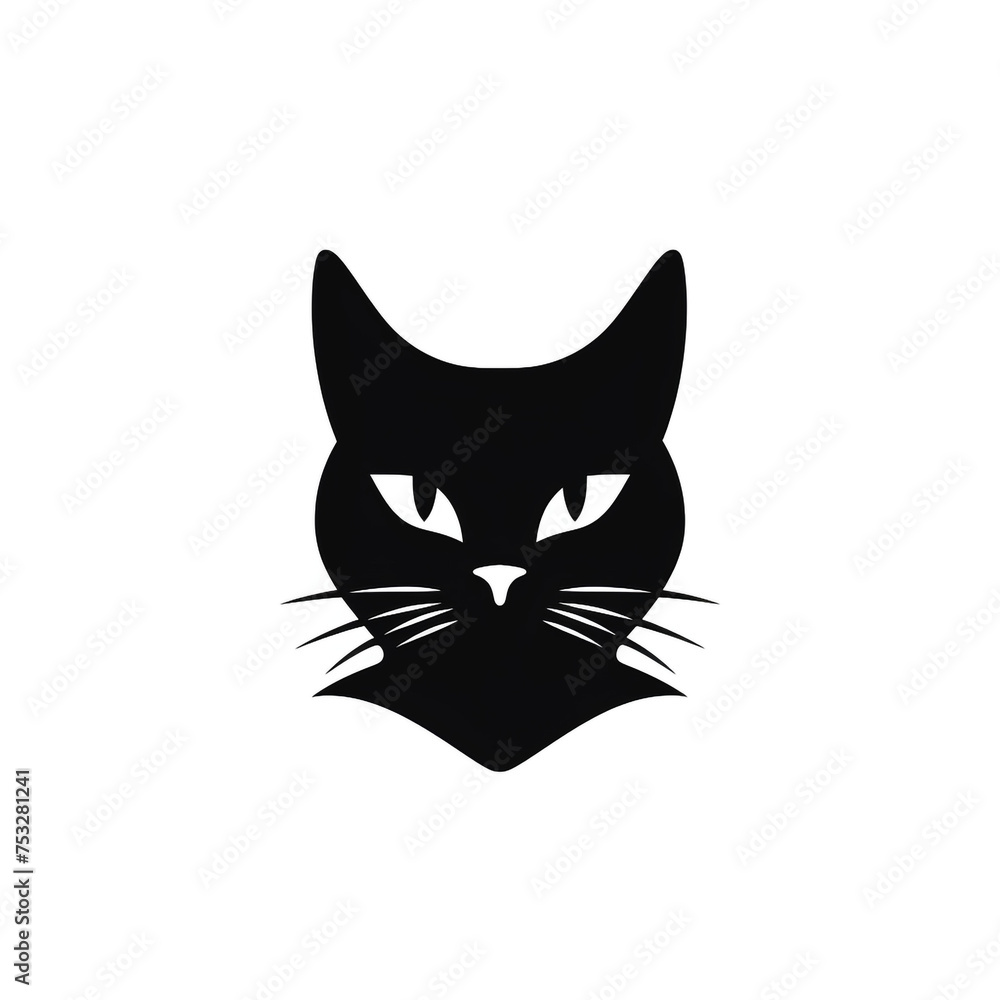cat black icon on a white background in minimalism сreated with Generative Ai cat black icon on a white background in minimalism сreated with Generative Ai