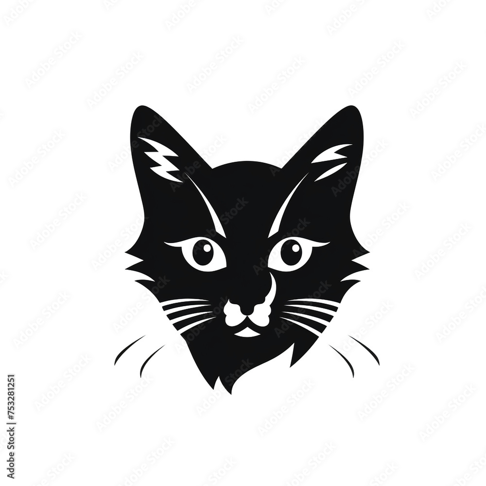 cat black icon on a white background in minimalism сreated with Generative Ai cat black icon on a white background in minimalism сreated with Generative Ai