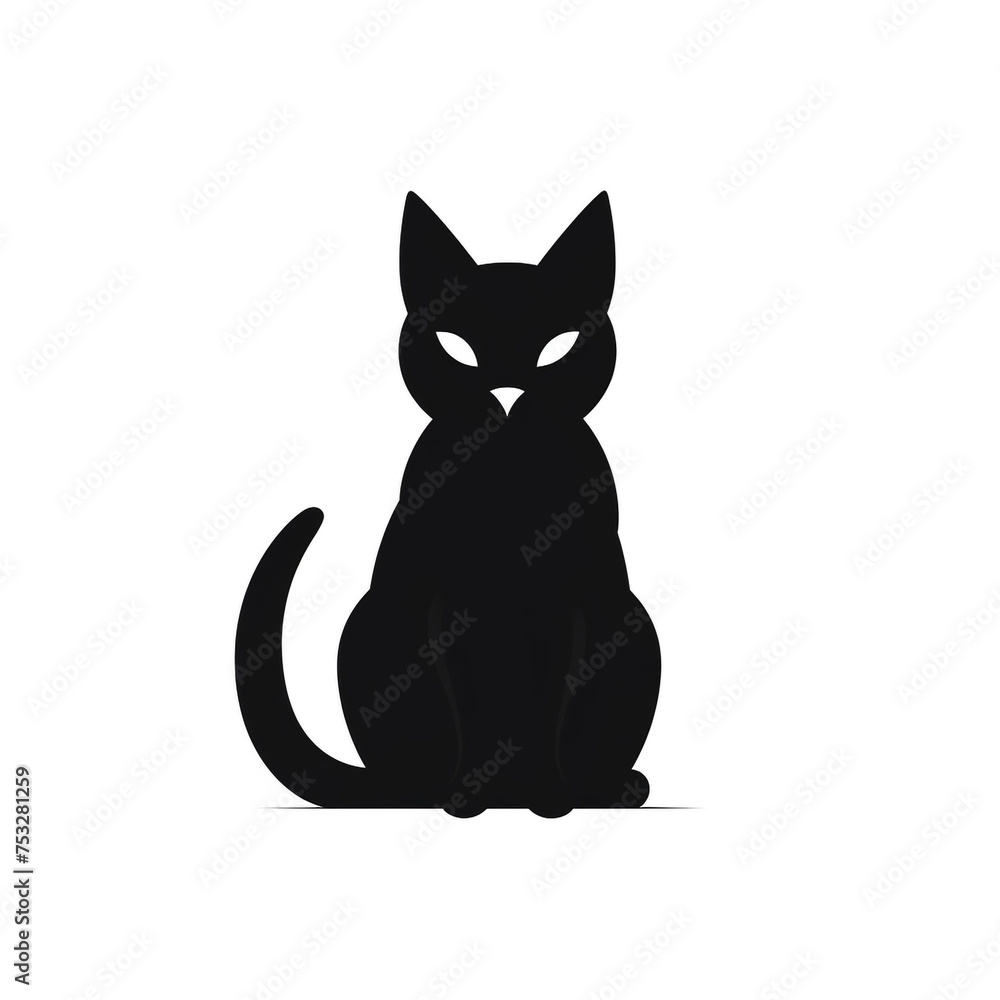 cat black icon on a white background in minimalism сreated with Generative Ai cat black icon on a white background in minimalism сreated with Generative Ai