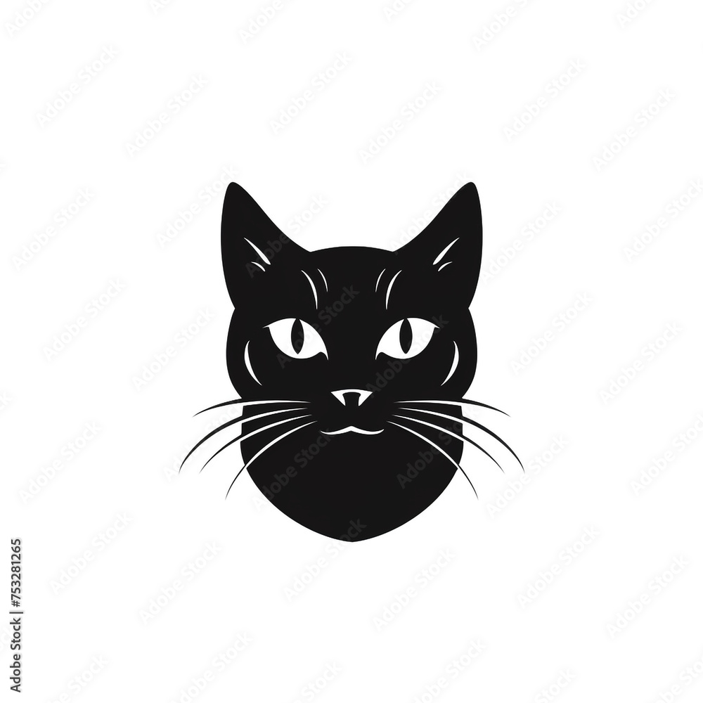 cat black icon on a white background in minimalism сreated with Generative Ai cat black icon on a white background in minimalism сreated with Generative Ai