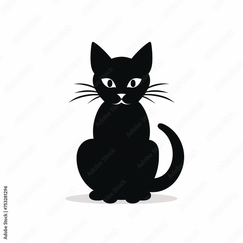 cat black icon on a white background in minimalism сreated with Generative Ai cat black icon on a white background in minimalism сreated with Generative Ai