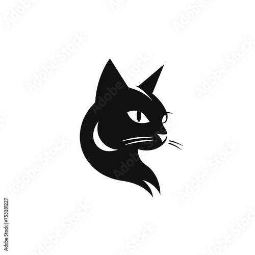 Wallpaper Mural cat black icon on a white background in minimalism сreated with Generative Ai Torontodigital.ca