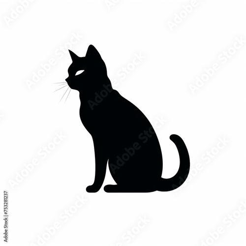 Wallpaper Mural cat black icon on a white background in minimalism сreated with Generative Ai Torontodigital.ca