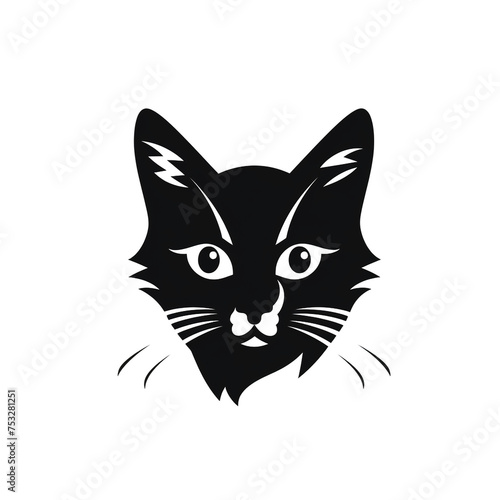 cat black icon on a white background in minimalism сreated with Generative Ai © Andrii Yablonskyi