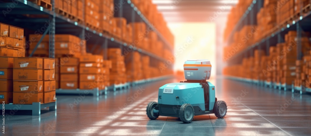 Fototapeta premium transport robot in warehouse