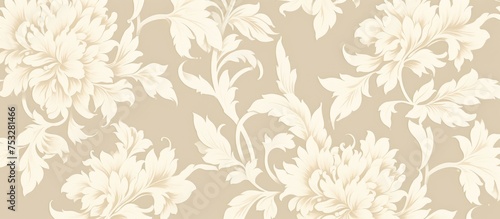 Classic Floral Damask 2d Pattern in Cream and Lint Color