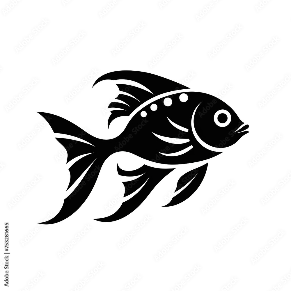 fish black icon on a white background in minimalism сreated with Generative Ai fish black icon on a white background in minimalism сreated with Generative Ai