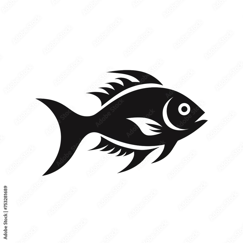 fish black icon on a white background in minimalism сreated with Generative Ai fish black icon on a white background in minimalism сreated with Generative Ai