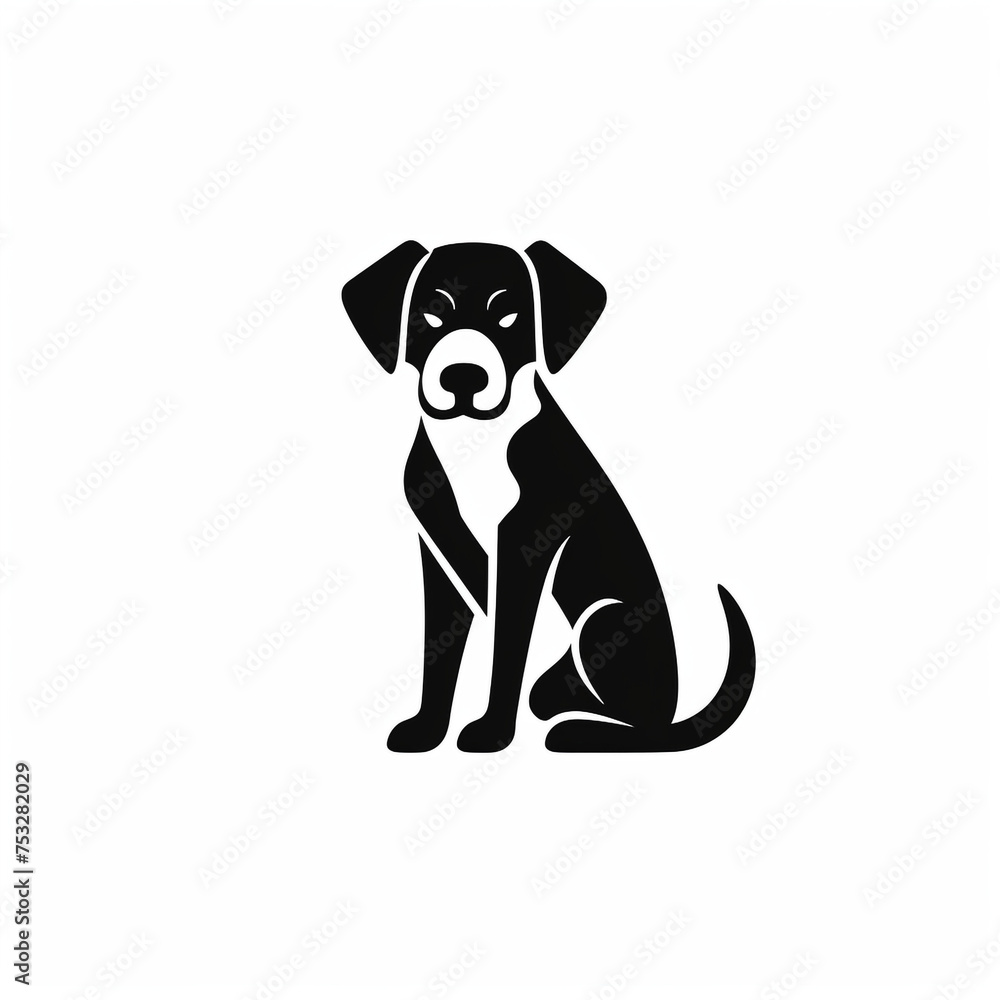 Fototapeta premium dog black icon on a white background in minimalism сreated with Generative Ai