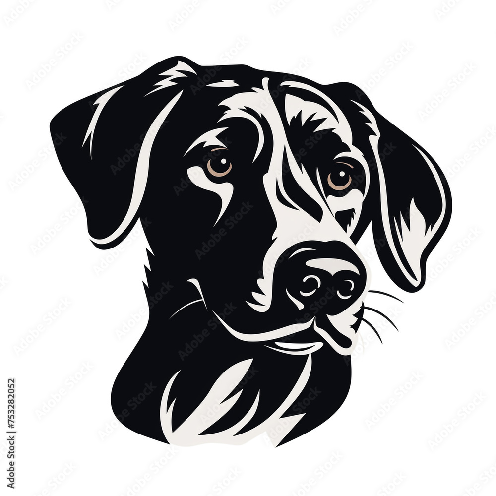 Fototapeta premium dog black icon on a white background in minimalism сreated with Generative Ai