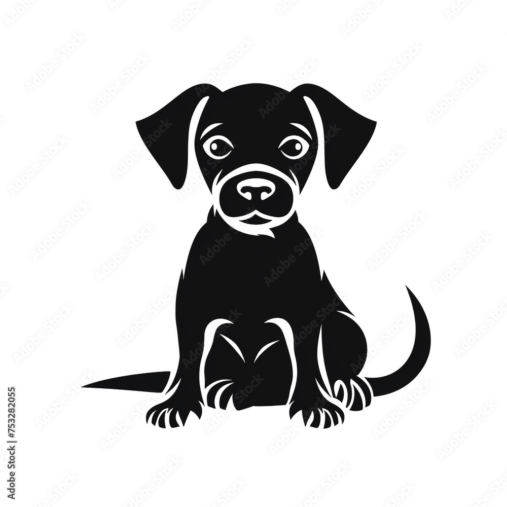 Fototapeta premium dog black icon on a white background in minimalism сreated with Generative Ai