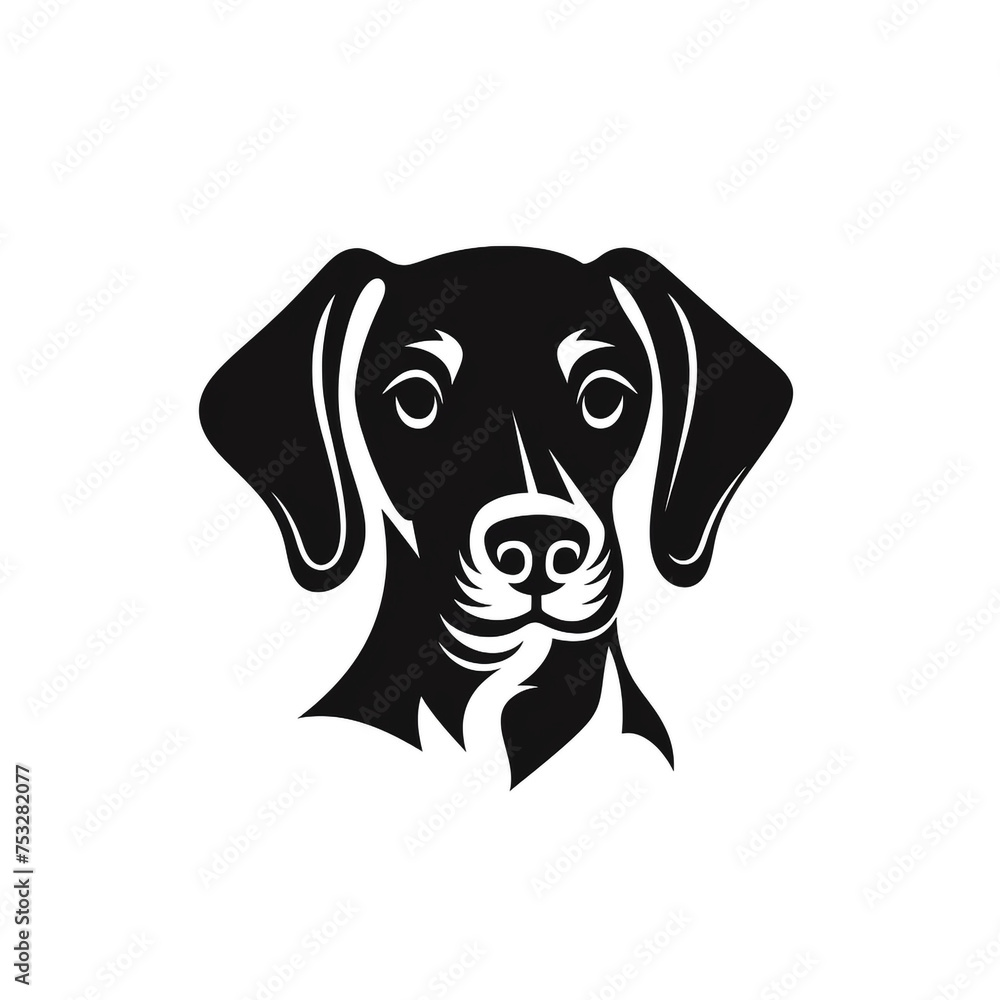 Fototapeta premium dog black icon on a white background in minimalism сreated with Generative Ai