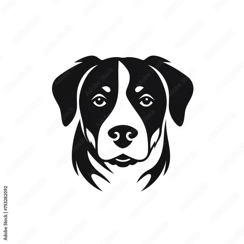 Fototapeta premium dog black icon on a white background in minimalism сreated with Generative Ai